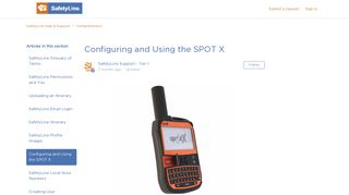 Configuring and Using the SPOT X – SafetyLine Help & Support