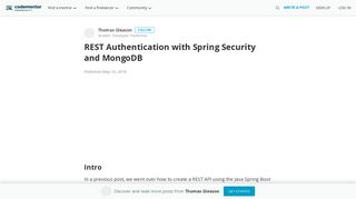REST Authentication with Spring Security and MongoDB | Codementor