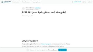 REST API: Java Spring Boot and MongoDB | Codementor