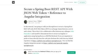 Secure a Spring Boot REST API With JSON Web Token + Reference ...