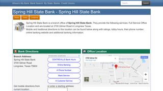 Spring Hill State Bank in Longview Texas - 3700 Gilmer Road Hours ...