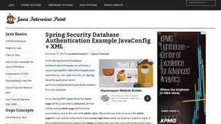 Spring Security Database Authentication Example JavaConfig + XML