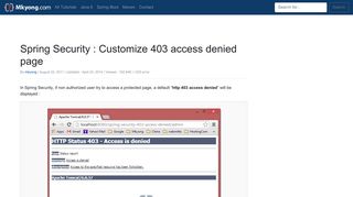 Spring Security : Customize 403 access denied page – Mkyong.com