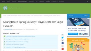 Spring Boot + Spring Security + Thymeleaf Form Login Example