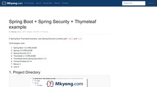 Spring Boot + Spring Security + Thymeleaf example – Mkyong.com