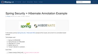 Spring Security + Hibernate Annotation Example – Mkyong.com