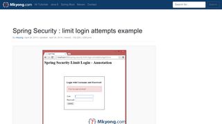 Spring Security : limit login attempts example – Mkyong.com