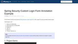 Spring Security Custom Login Form Annotation Example – Mkyong.com