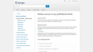 Online access to my published article - Springer