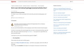 How to download springer journal articles free - Quora
