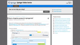 Reset a forgotten password in SpringerLink? : Springer Online Service