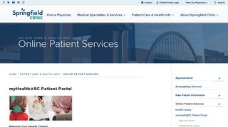 Online Patient Services | Patient Care & Health Info | Springfield Clinic