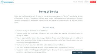 Terms of Service - Springloops™ SVN/Git Version Control Software ...