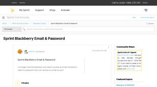 Sprint Blackberry Email & Password - Sprint Community
