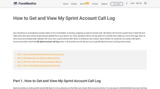How to Check My Sprint Account Call Log Online - FoneMonitor