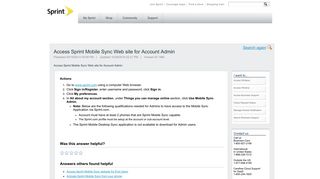 Access Sprint Mobile Sync Web site for Account Admin - Find Answers