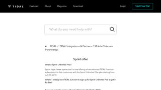 Sprint offer – TIDAL