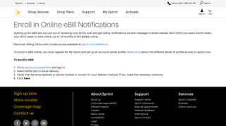 Enroll in Online eBill Notifications | Sprint Support