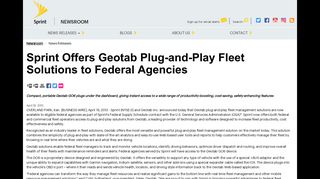 Sprint Offers Geotab Plug-and-Play Fleet Solutions to Federal ...