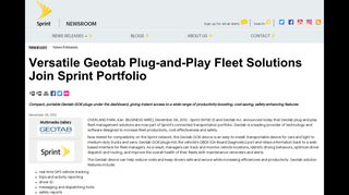 Versatile Geotab Plug-and-Play Fleet Solutions Join Sprint Portfolio ...