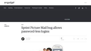 Sprint Picture Mail bug allows password-less logins - Engadget