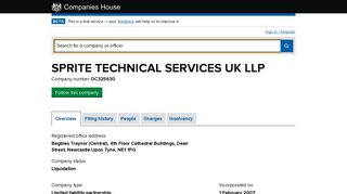SPRITE TECHNICAL SERVICES UK LLP - Overview (free company ...