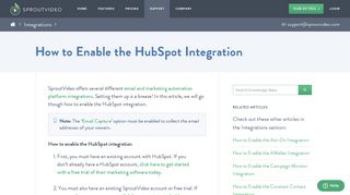 How to Enable the HubSpot Integration | Video Hosting ... - SproutVideo