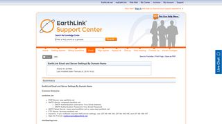 EarthLink Email and Server Settings By Domain Name