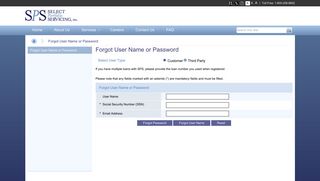 Forgot Password - Select Portfolio Servicing
