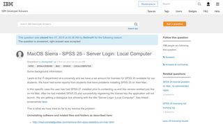 MacOS Sierra - SPSS 25 - Server Login: Local Computer - IBM ...