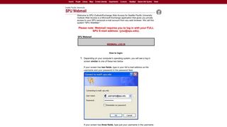 SPU Outlook Web Access - Logon - Seattle Pacific University