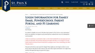 Login Information for Family Email, PowerSchool Parent Portal, and ...