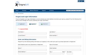Forgot Account Information - Enigma Software