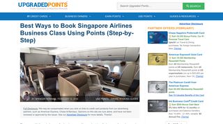 Best Ways To Book Singapore Airlines Business Class With Points [In ...