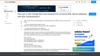 How can a user change their own password for an Azure SQL Server ...