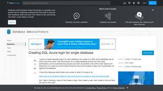 sql server - Creating SQL Azure login for single database ...