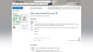 SQL Login Locked Out issue - MSDN - Microsoft