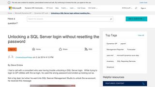 Unlocking a SQL Server login without resetting the password ...