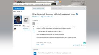 How to unlock the user with out password reset - MSDN - Microsoft