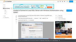 Unable to Connect to Local SQL Server with Windows Authentication ...