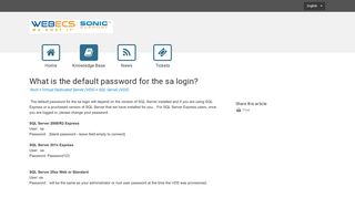What is the default password for the sa login? - Webecs