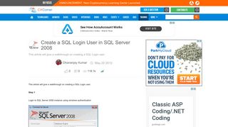 Create a SQL Login User in SQL Server 2008 - C# Corner