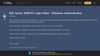 [SOLUTION] SQL Server 2008 R2 Login failed - Windows Authentication