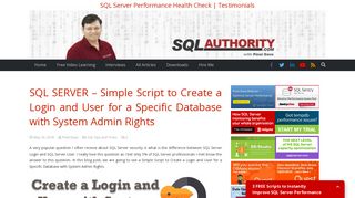SQL SERVER - Simple Script to Create a Login and User for a Specific ...
