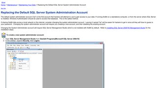 Replacing the Default SQL Server System Administrator Account