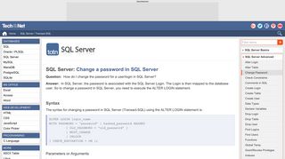 SQL Server: Change a password in SQL Server - TechOnTheNet