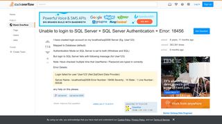 Unable to login to SQL Server + SQL Server Authentication + Error ...
