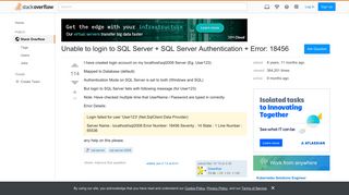 Unable to login to SQL Server + SQL Server Authentication + Error ...