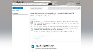 newbie question: change login name of dbo user - MSDN - Microsoft