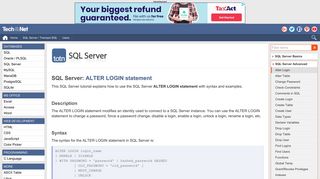 SQL Server: ALTER LOGIN statement - TechOnTheNet